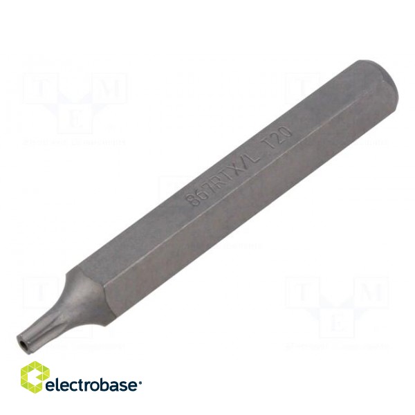 Screwdriver bit | Torx® with protection | T20H | Overall len: 75mm