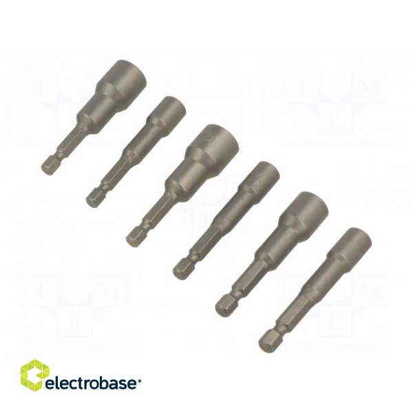 Kit: screwdriver bits | 6pcs | 6-angles socket | 66mm