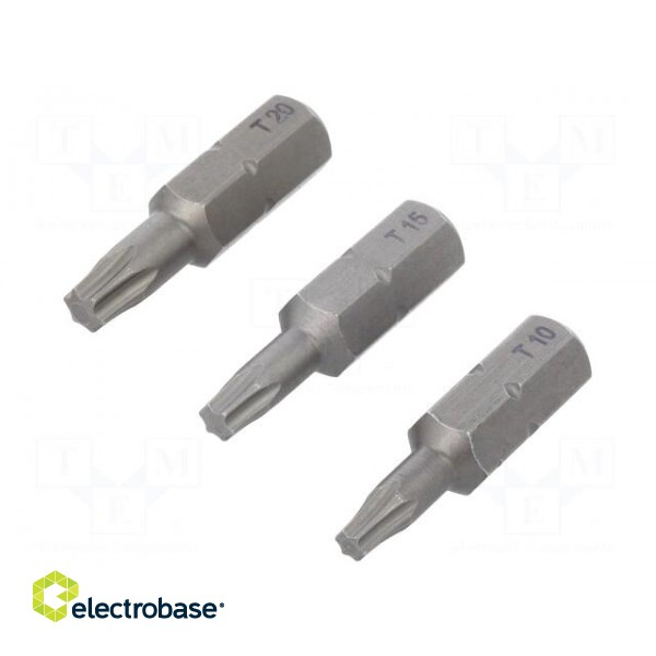 Kit: screwdriver bits | Pcs: 3 | Torx® | Features: hardened | 25mm