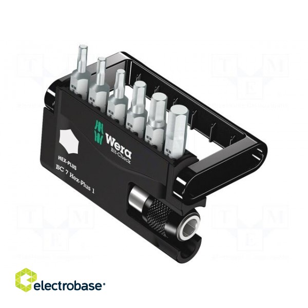 Kit: screwdriver bits | hex key | 25mm | TORSION | plastic case | 7pcs. image 1