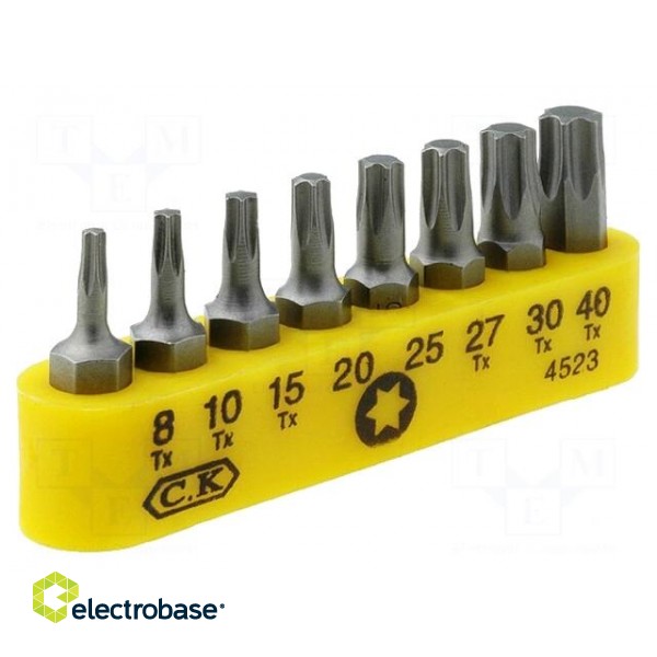 Kit: screwdriver bits | Pcs: 8 | Torx® | 30mm | Mounting: 1/4" (C6,3mm)
