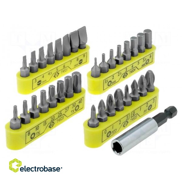 Kit: screwdriver bits | Pcs: 32 | 30mm | Mounting: 1/4" (C6,3mm)
