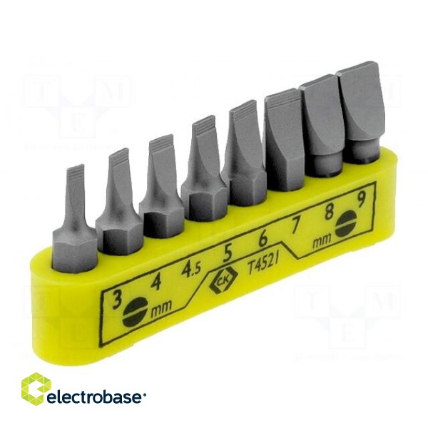 Kit: screwdriver bits | Pcs: 8 | slot | 30mm | Mounting: 1/4" (C6,3mm)