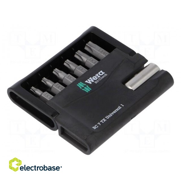 Kit: screwdriver bits | Pcs: 7 | Torx® | 25mm | Package: plastic case paveikslėlis 1