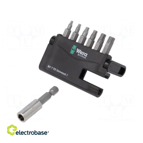 Kit: screwdriver bits | Pcs: 7 | Torx® | 25mm | Package: plastic case paveikslėlis 2