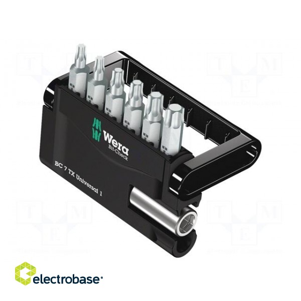 Kit: screwdriver bits | Pcs: 7 | Torx® | 25mm | Package: plastic case paveikslėlis 3