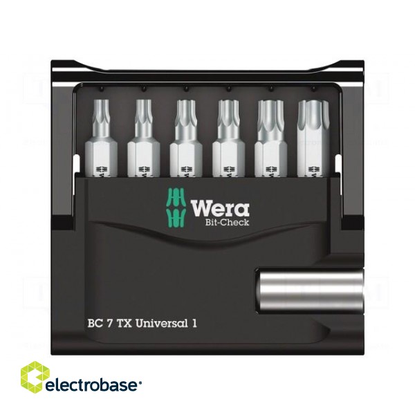 Kit: screwdriver bits | Pcs: 7 | Torx® | 25mm | Package: plastic case paveikslėlis 4