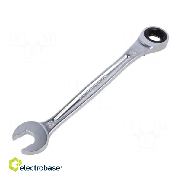 Wrench | combination spanner,with ratchet | 15mm | L: 199mm | satin