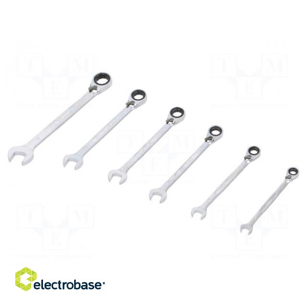 Key set | combination spanner,with ratchet | Pcs: 6 image 1