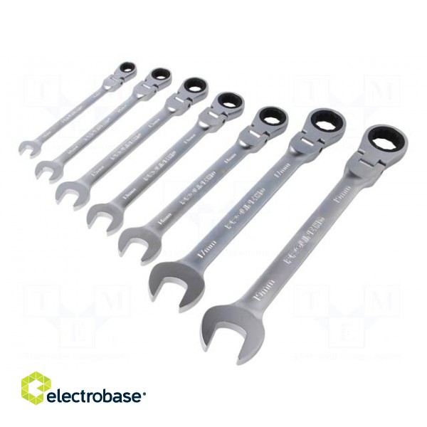 Key set | combination spanner,with ratchet,with joint | Pcs: 7 фото 2