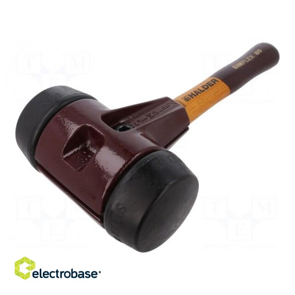 Hammer | 325mm | W: 175mm | 2.77kg | 80mm | round | rubber | wood | SIMPLEX image 1