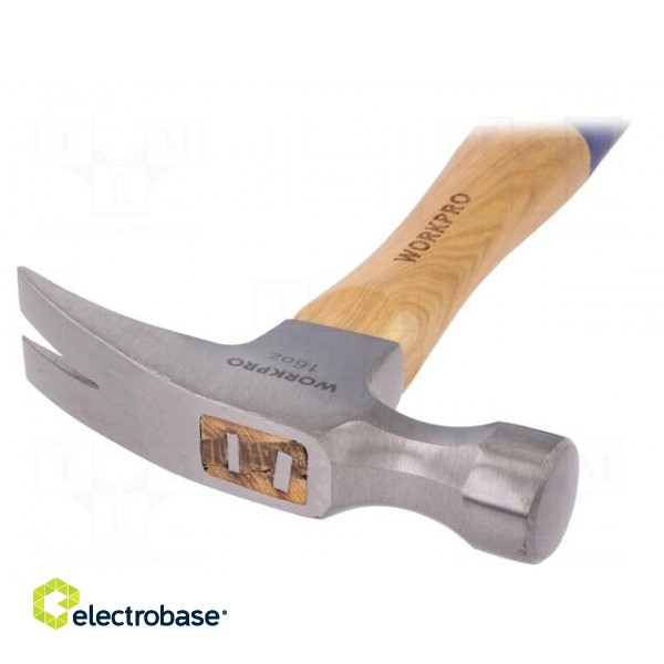 Hammer | 455g | round | wood (hikory) | Application: for nails image 2