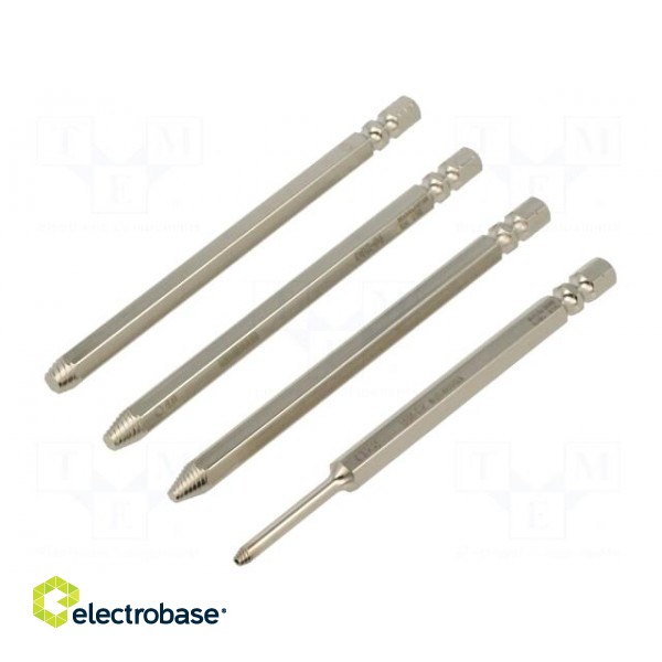 Kit: screw extractor | for unscrewing damaged screws | 4pcs.