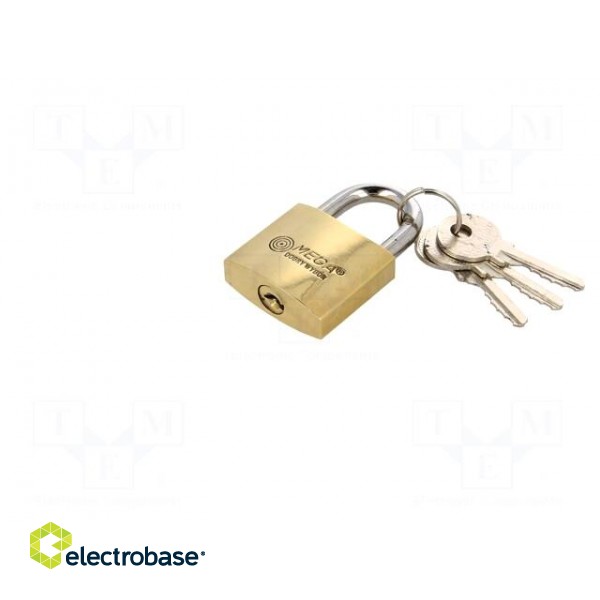 Padlock | hardened shackle | shackle | Equipment: key x3 | Mat: brass image 1