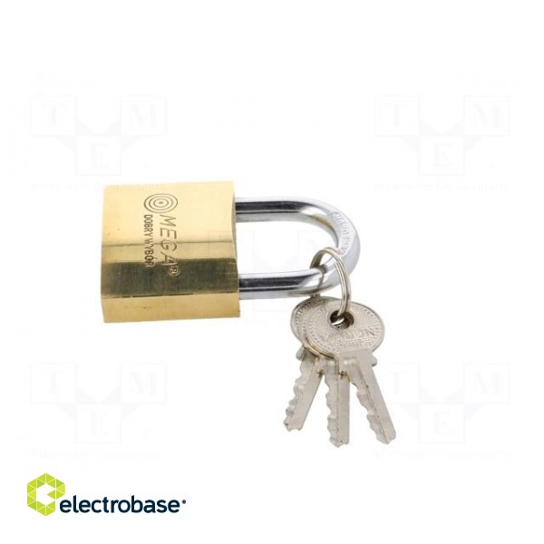 Padlock | hardened shackle | shackle | Equipment: key x3 | Mat: brass image 3