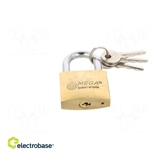 Padlock | hardened shackle | shackle | Equipment: key x3 | Mat: brass image 9