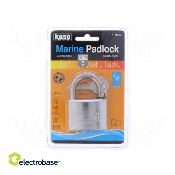 Padlock | Width: 50mm | stainless steel | Kind: marine,shackle | C: 8mm
