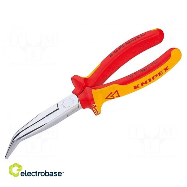 Pliers | insulated,curved,half-rounded nose | steel | 200mm image 1