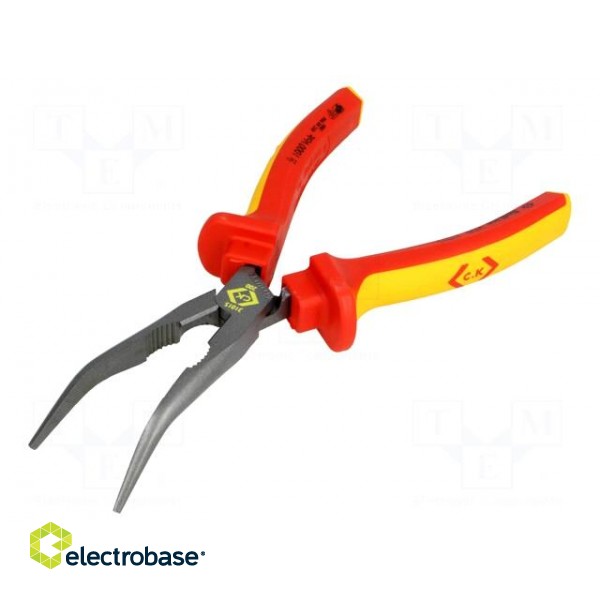 Pliers | insulated,curved,half-rounded nose,elongated | 200mm image 1