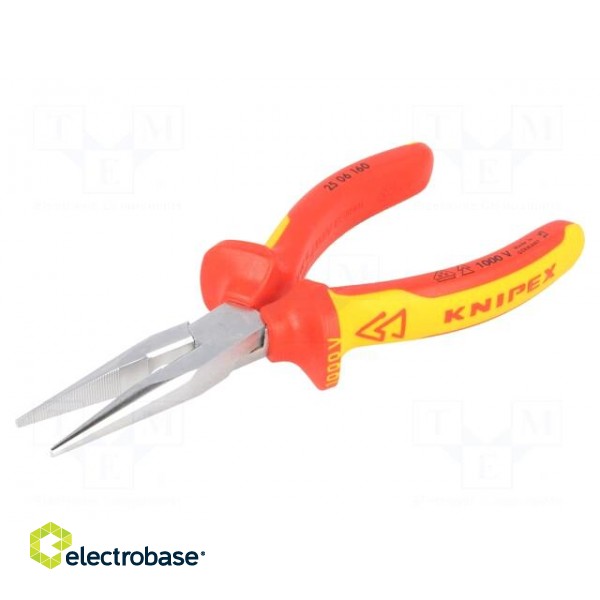Pliers | insulated,half-rounded nose | steel | 160mm image 1