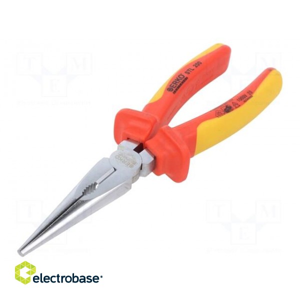 Pliers | insulated,half-rounded nose,universal,elongated | 200mm paveikslėlis 1