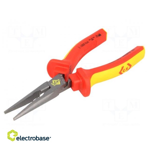 Pliers | insulated,straight,half-rounded nose,elongated | 170mm image 1