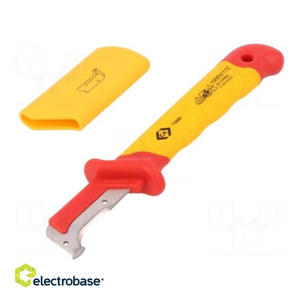 Knife | for electricians | hook shaped | 185mm | insulated | 1kVAC image 1