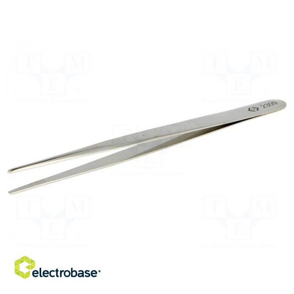 Tweezers | 140mm | Blades: elongated | Blade tip shape: rounded image 1