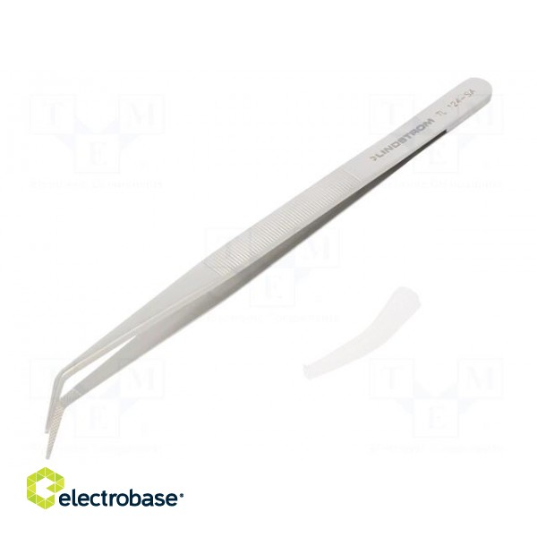 Tweezers | 150mm | Blades: curved | Blade tip shape: flat фото 1