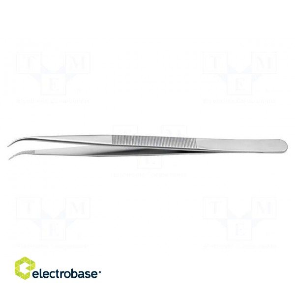 Tweezers | 150mm | Blades: narrow,curved | universal | tips serrated