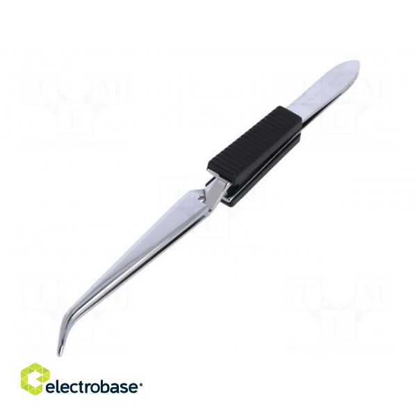 Tweezers | 160mm | Blades: curved | Blade tip shape: flat,bent image 1