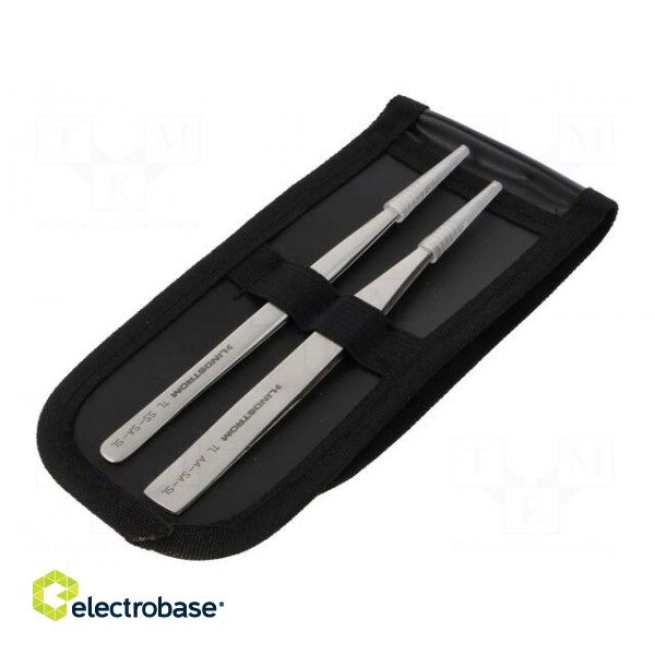 Kit: tweezers | for precision works | Blade tip shape: sharp | 2pcs. image 3