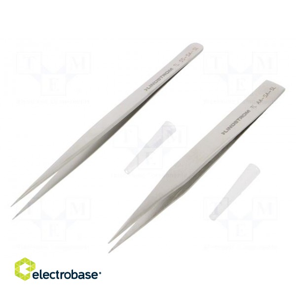 Kit: tweezers | for precision works | Blade tip shape: sharp | 2pcs. image 1