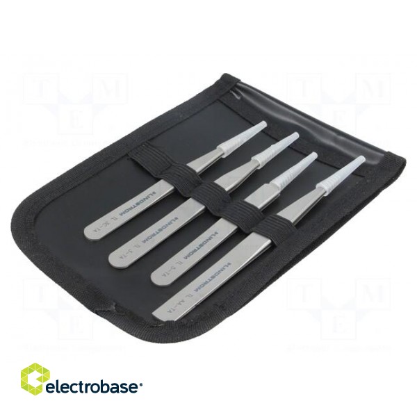 Kit: tweezers | Pcs: 4 | for precision works | Blades: straight image 3