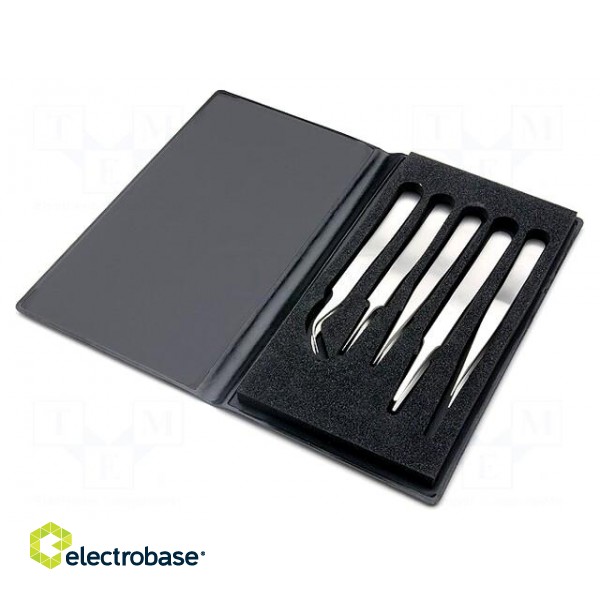 Kit: tweezers | Pcs: 5 | SMD | Package: case