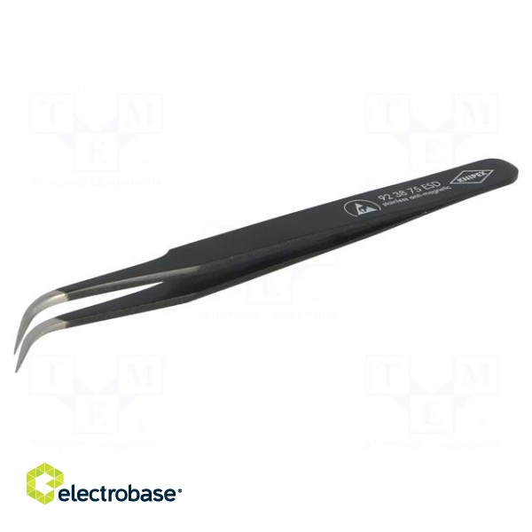 Tweezers | 120mm | for precision works | Blades: curved | ESD | 17g image 1