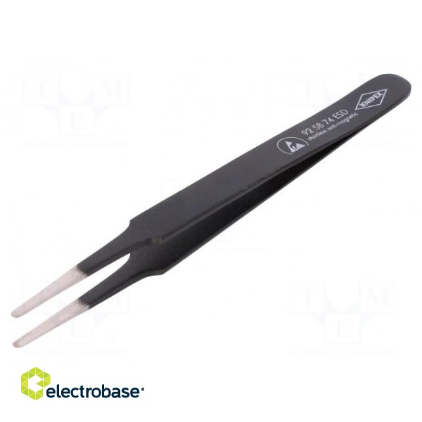Tweezers | 120mm | for precision works | Blades: narrowed | ESD | 19g фото 1