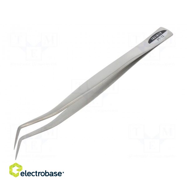 Tweezers | 160mm | universal | Blades: curved | Blade tip shape: sharp image 1