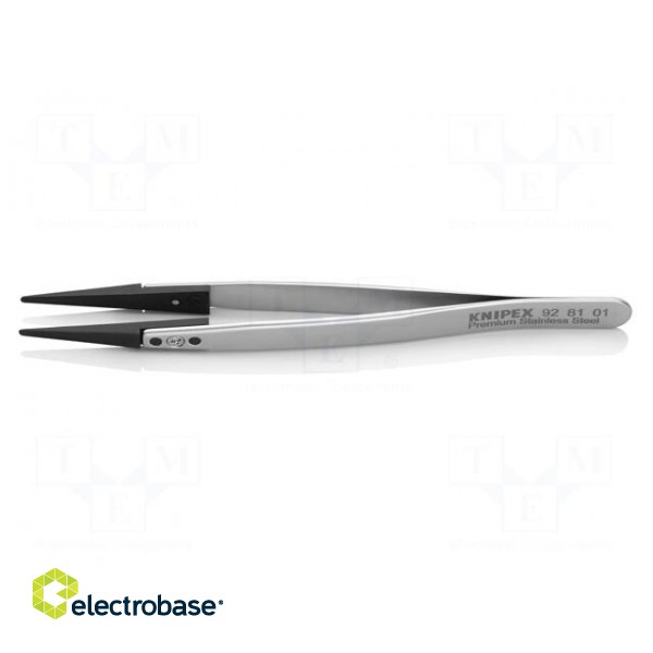 Tweezers | Blade tip shape: rounded | Tweezers len: 130mm | ESD