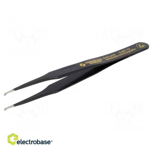 Tweezers | non-magnetic | Blade tip shape: flat | SMD | Blades: curved фото 1