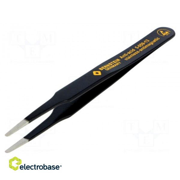 Tweezers | non-magnetic | Tip width: 2mm | Blade tip shape: rounded image 1