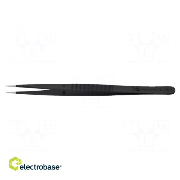 Tweezers | tips serrated | Blade tip shape: flat | ESD