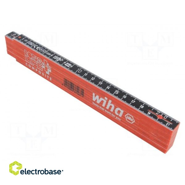 Folding ruler | L: 2m | Width: 15mm | Colour: red and black image 1