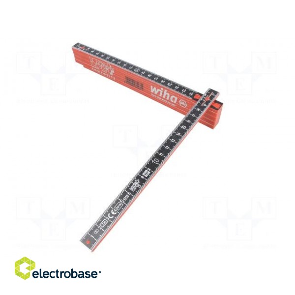 Folding ruler | L: 2m | Width: 15mm | Colour: red and black image 2