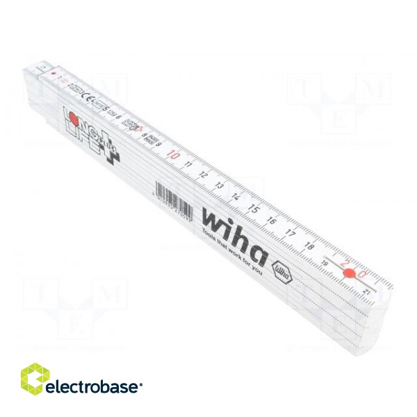 Folding ruler | L: 2m | Width: 15mm | Colour: white paveikslėlis 1