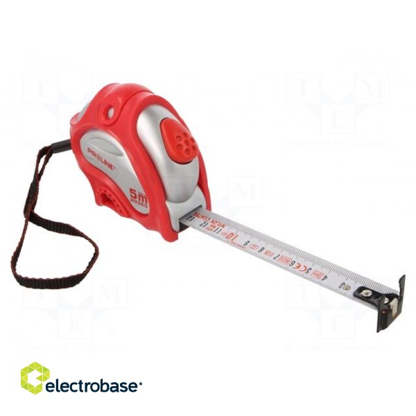 Measuring tape | L: 5m | Class: II | white | double-sided фото 1