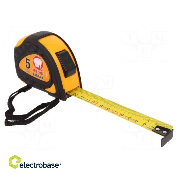 Measuring tape | L: 5m | Width: 25mm | Enclos.mat: ABS,rubber image 1