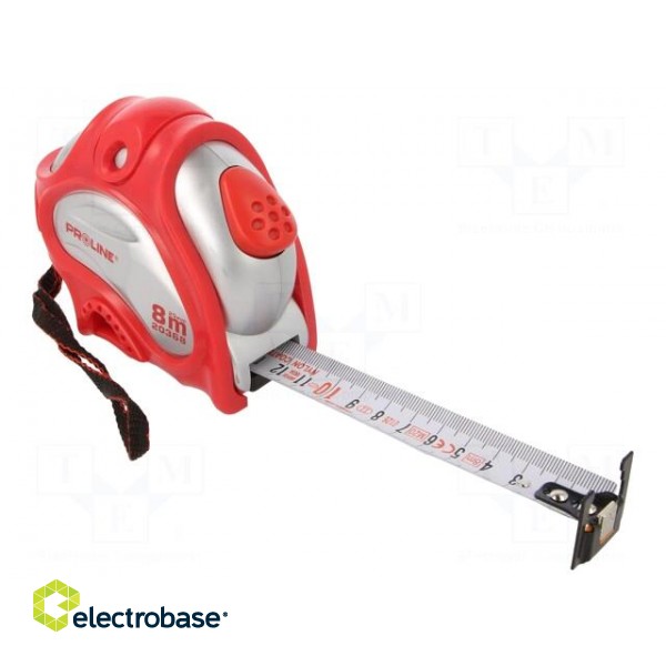 Measuring tape | L: 8m | Class: II | white | double-sided фото 1