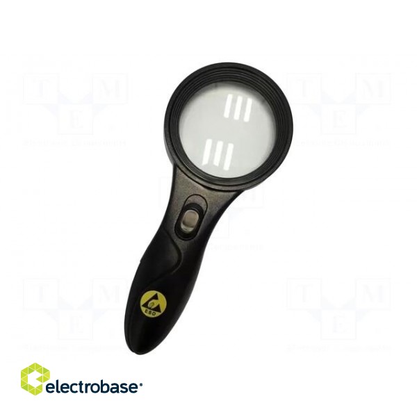 Hand magnifier | ESD | Ø62mm | Magnification: x5 | LED