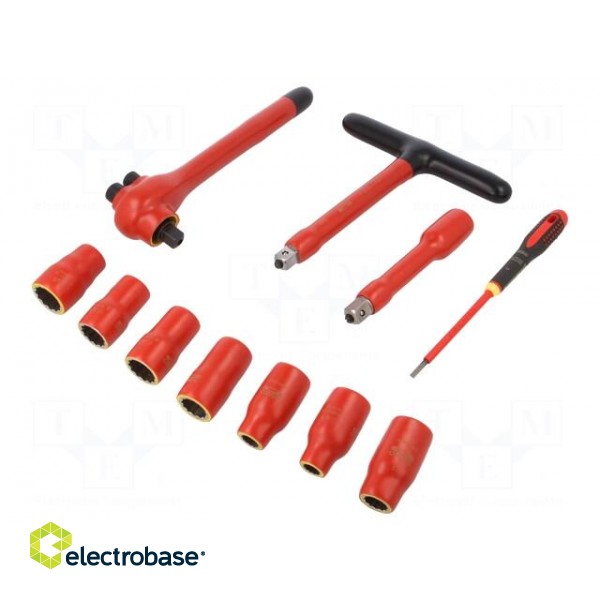 Kit: insulated socket wrenches | Pcs: 11 paveikslėlis 1